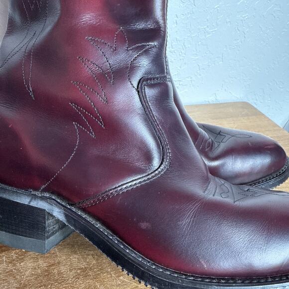 Double-H Zipper Work Boots Men's Size 9.5 EEE WIDE Slip Resistant Soles Burgundy - Picture 5 of 15